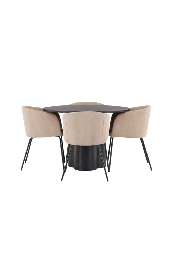 Spisegruppe Olivia med 4 stk spisestoler Berit