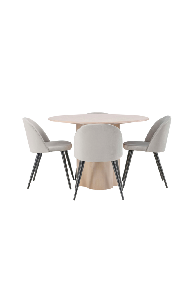 Spisegruppe Olivia med 4 stk spisestoler Velvet