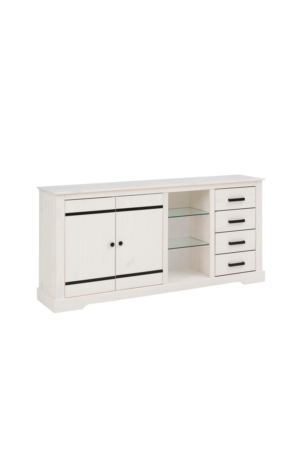 Loft24 Sideboard Loki 2 dörrar/4 lådor/2 glashyllor, vit från Loft24, bild 5