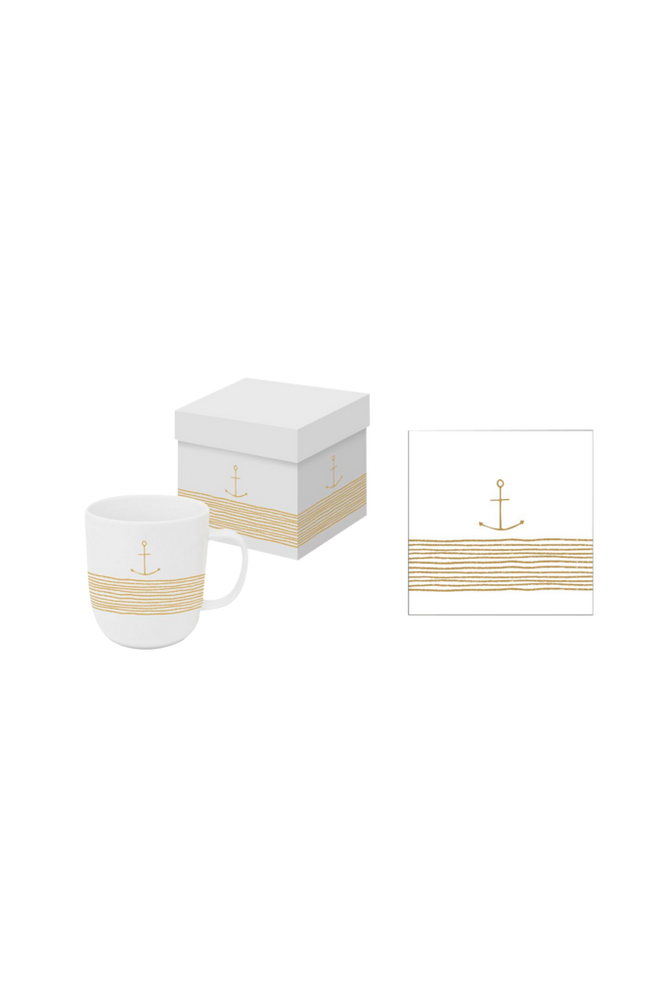 Lahjapakkaus, muki 35 cl + lautasliina Pure Anchor
