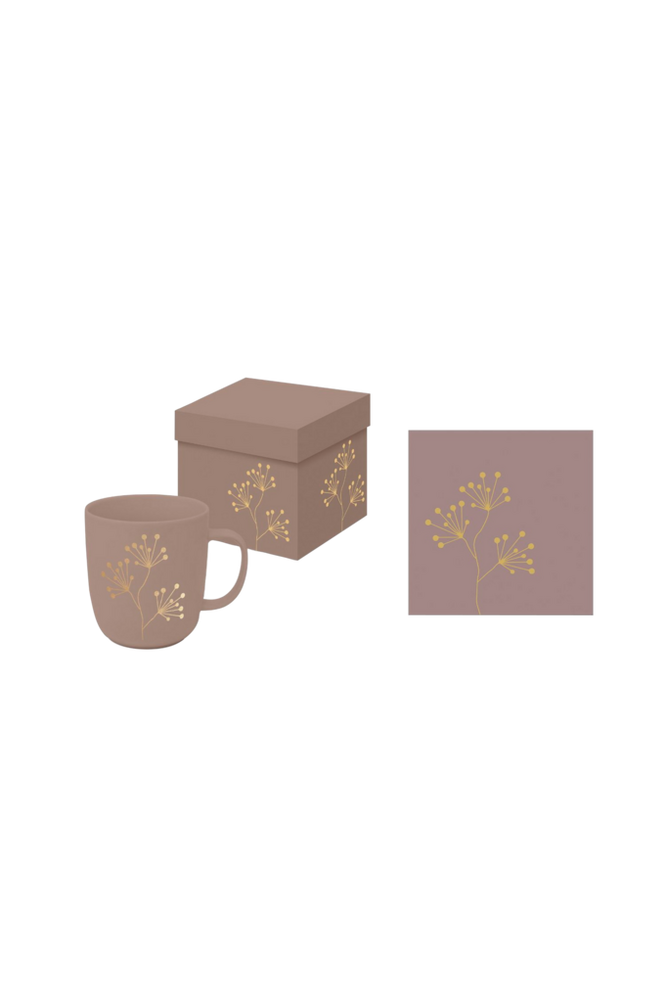 Gåvoset Mugg 35 cl + Servett Pure Gold Berries