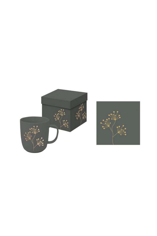 Gåvoset Mugg 35 cl + Servett Pure Gold Berries
