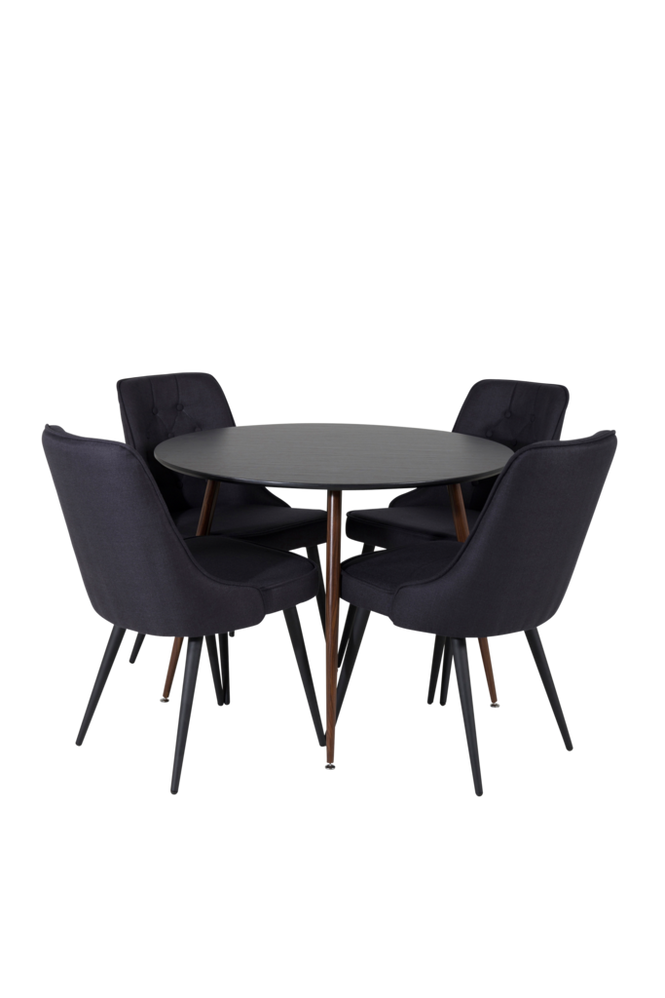 Spisegruppe Plaza med 4 stk stoler Velvet Deluxe