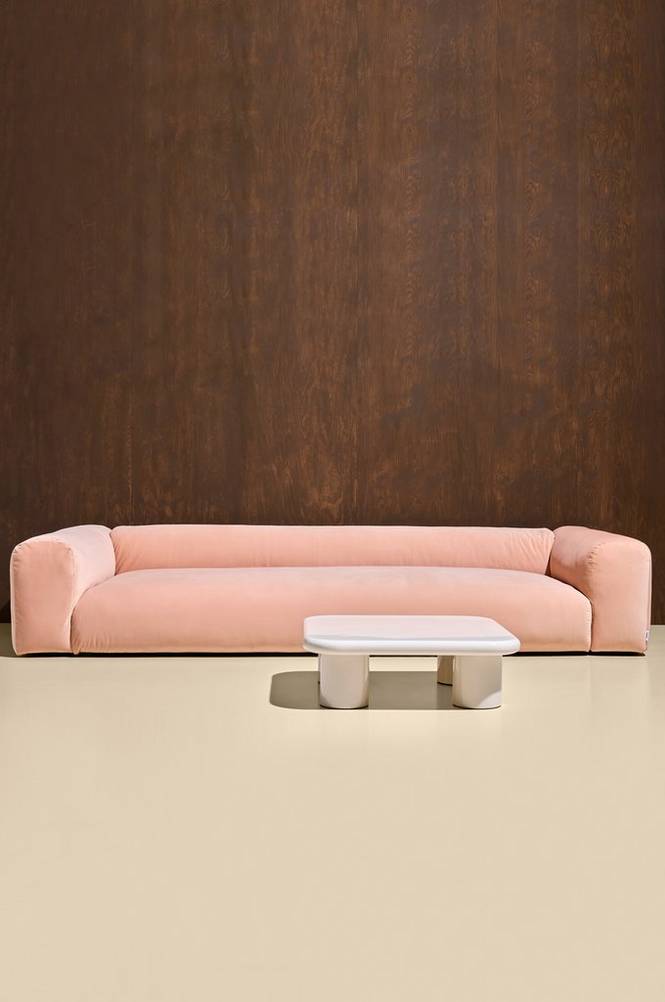 Wenju soffa 4-sits Aprikosrosa sammet