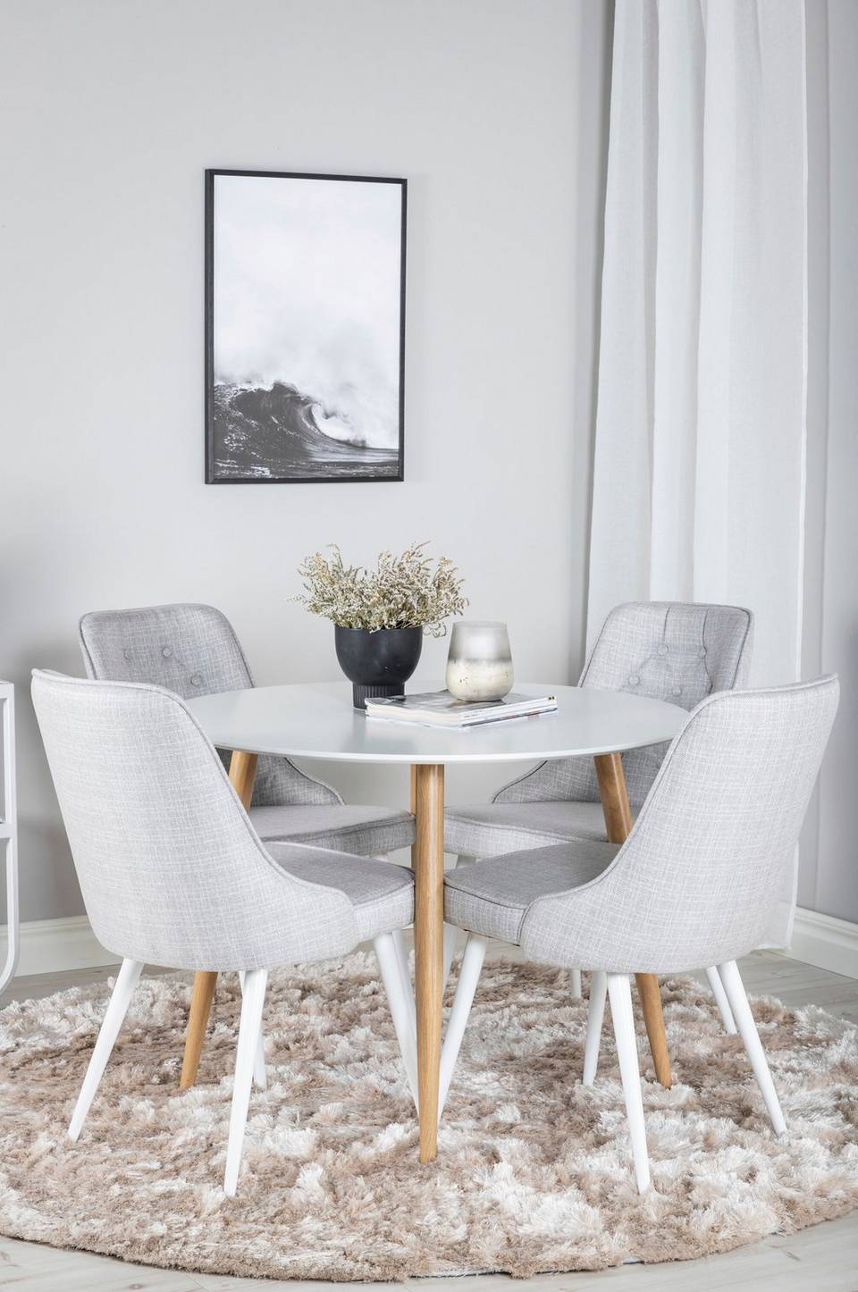 Venture Home Matbordset Plaza med 4 stolar Velvet Deluxe, vit från Venture Home, bild 5