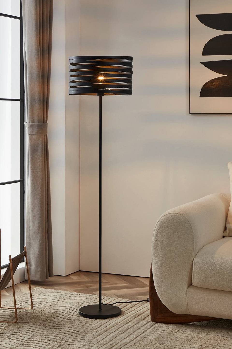 EGLO Golvlampa Cremella, svart från EGLO, bild 5