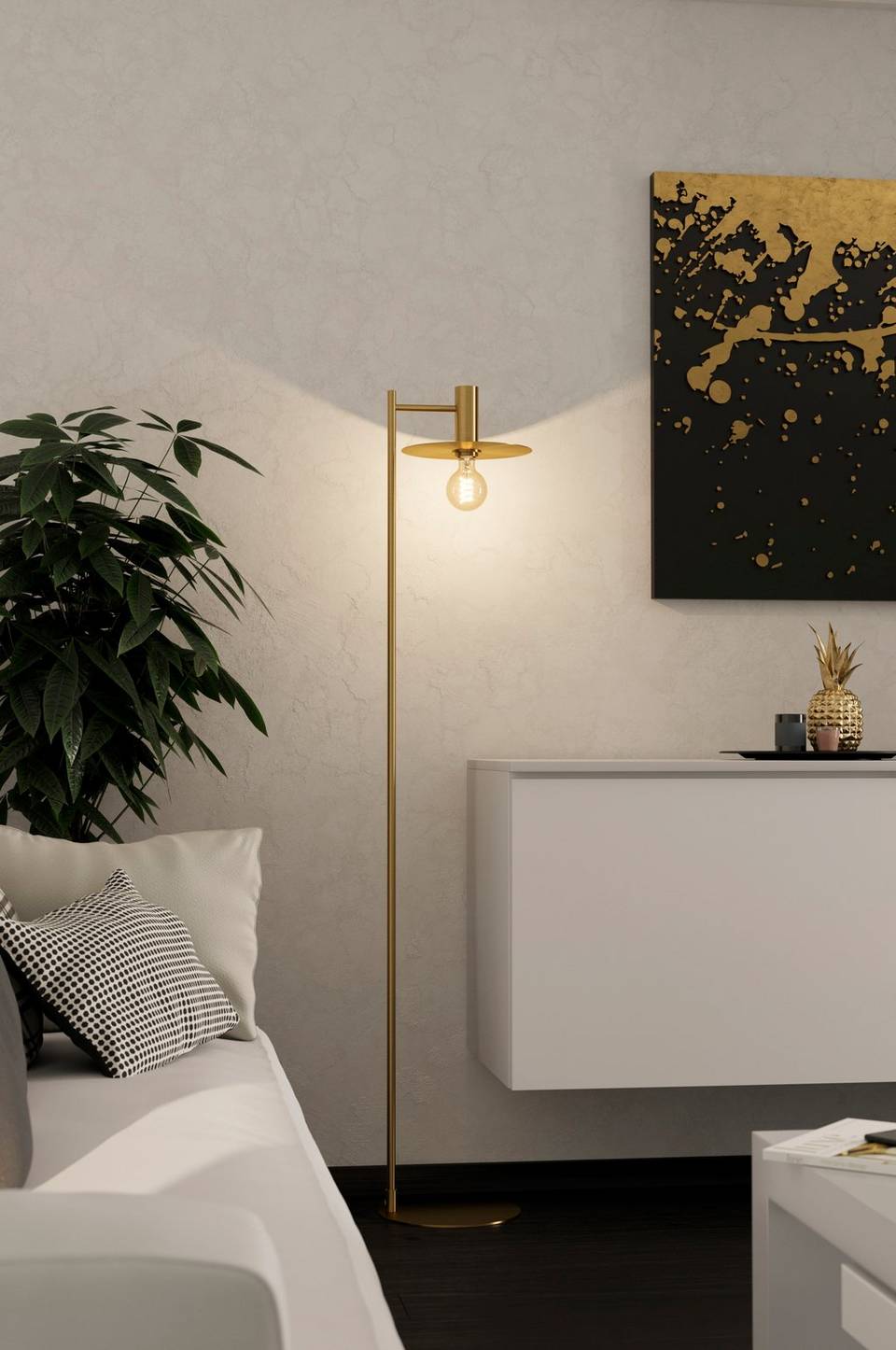 EGLO Golvlampa Escandell, mässing från EGLO, bild 5