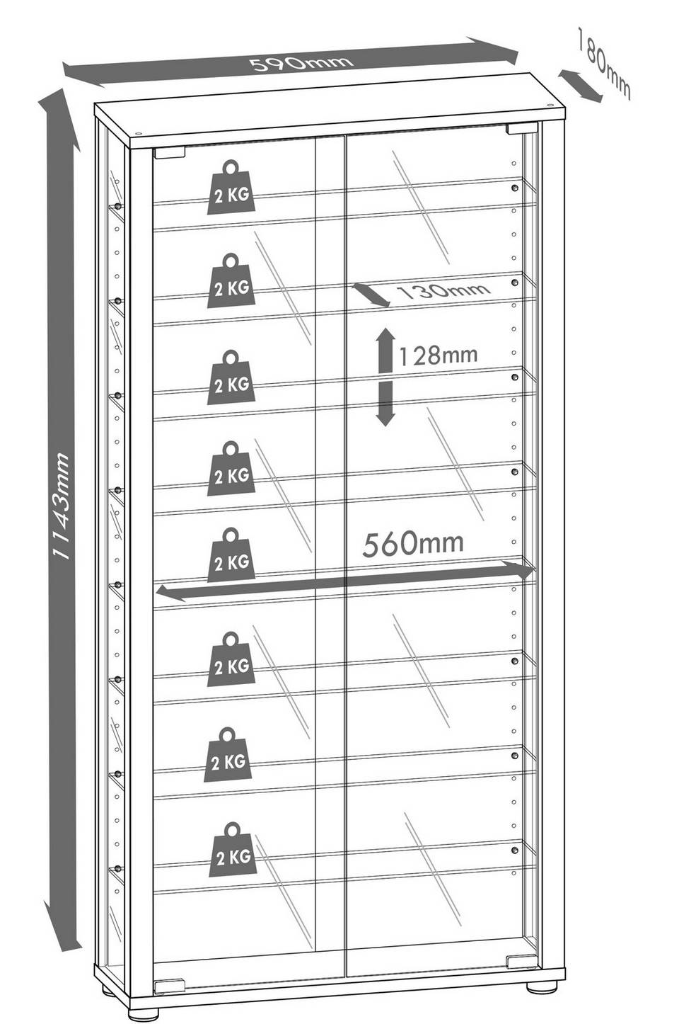 VCM Väggskåp Vitrosa Maxi utan LED, beige från VCM, bild 5