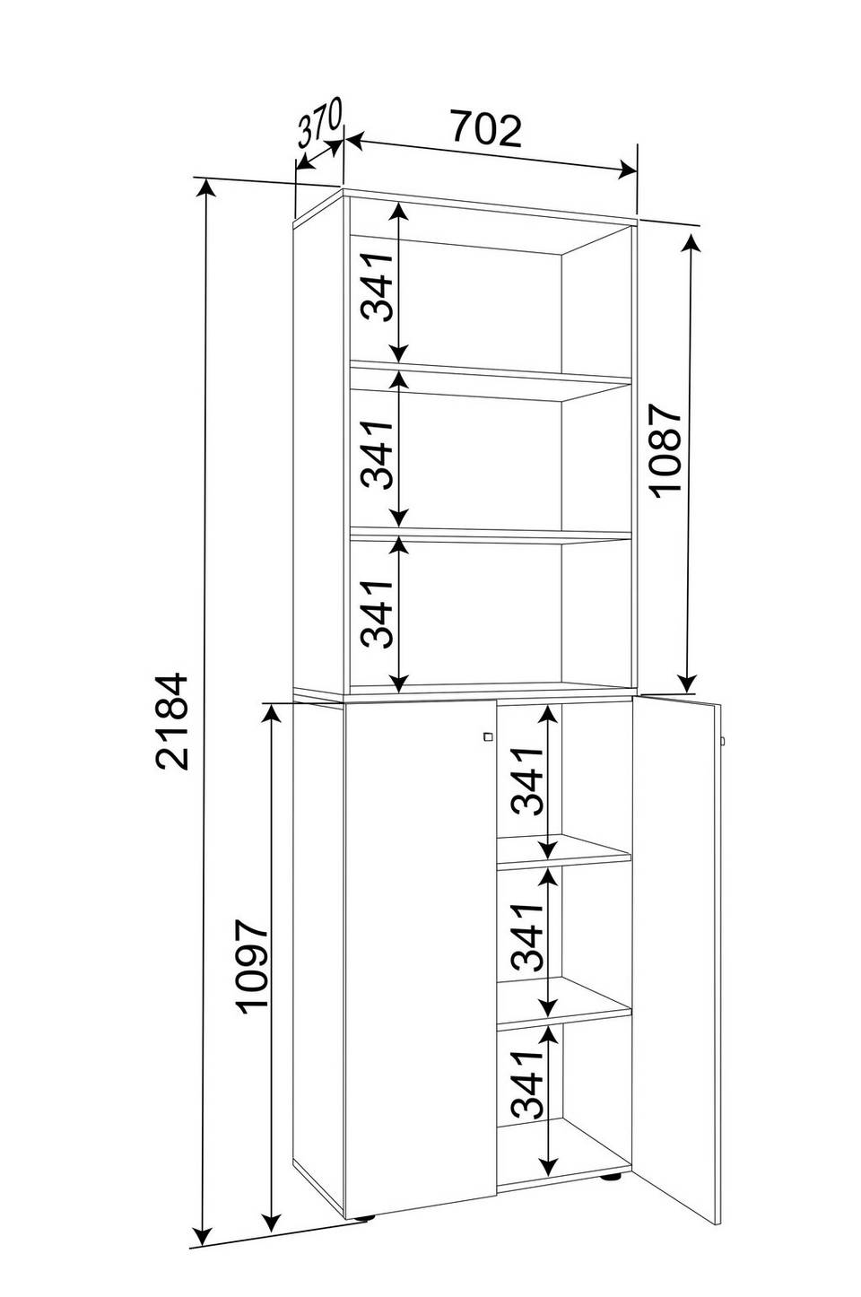 VCM Kontorsskåp Lona 2Xl gångjärnsdörrar + hyllplan, beige från VCM, bild 5