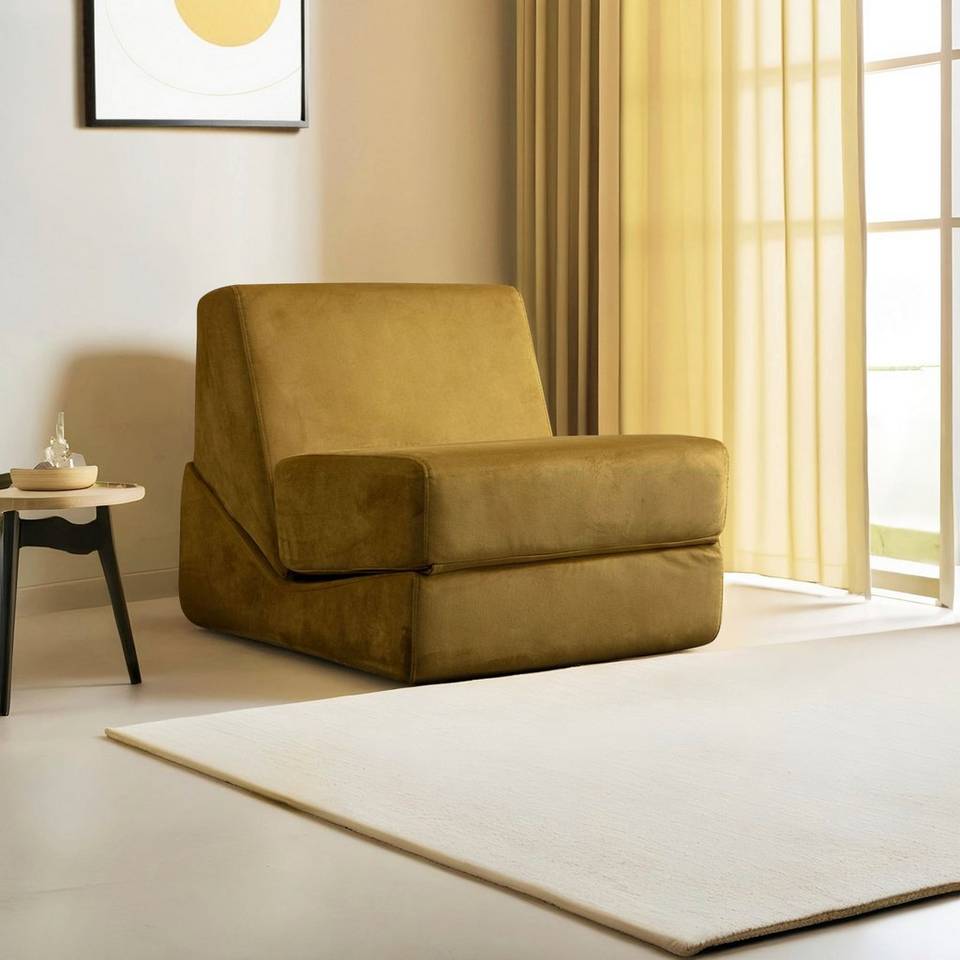 Hanah Home Bäddsoffa med 1 sittplats Origami, gul från Hanah Home, bild 5