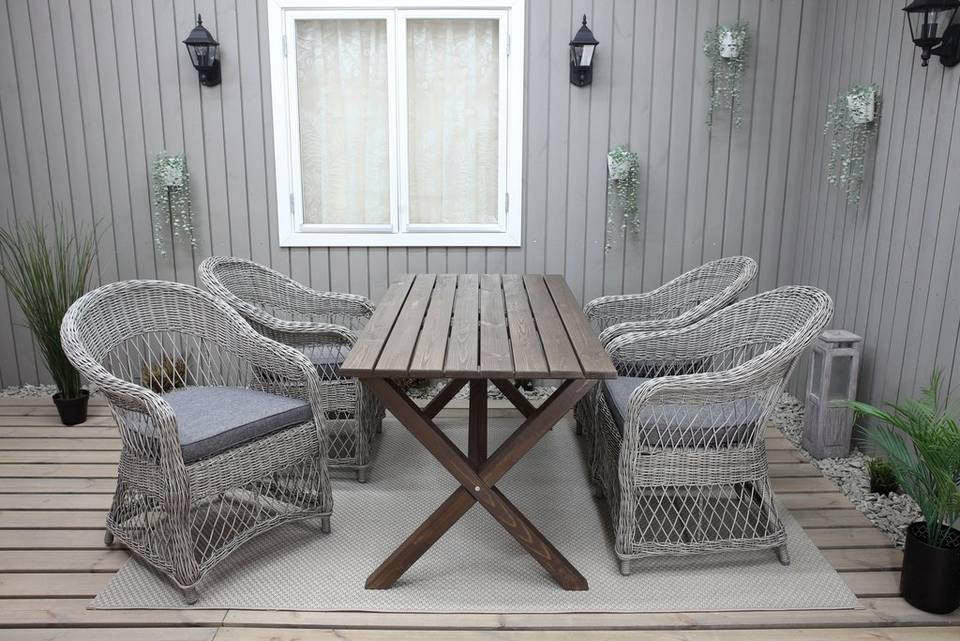LifestyleGarden Bord 150 cm & 4 st Marbella-stolar, brun från LifestyleGarden, bild 5