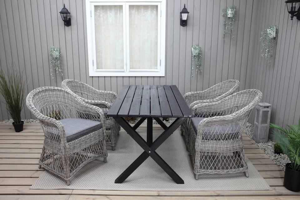 LifestyleGarden Bord 150 cm & 4 st Marbella-stolar, svart från LifestyleGarden, bild 5