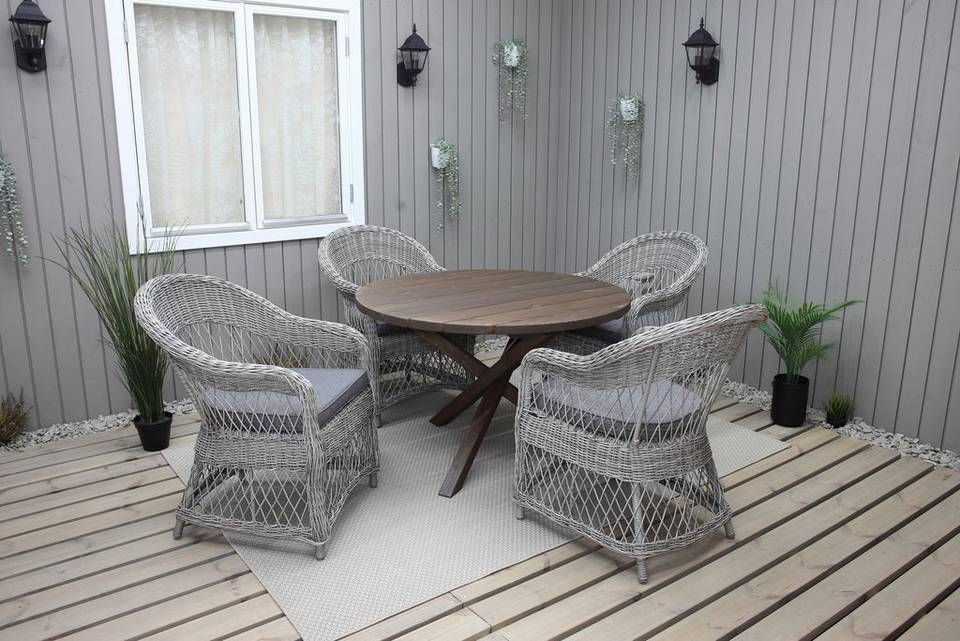 LifestyleGarden Bord Ø 112 cm & 4 st Marbella-stolar, brun från LifestyleGarden, bild 5