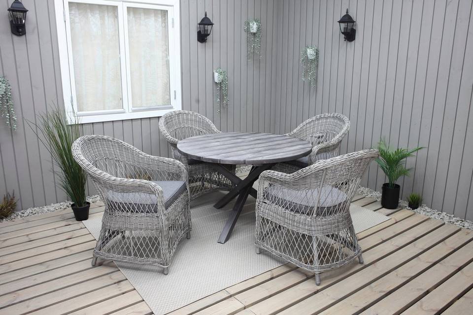 LifestyleGarden Bord Ø 112 cm & 4 st Marbella-stolar, grå från LifestyleGarden, bild 5