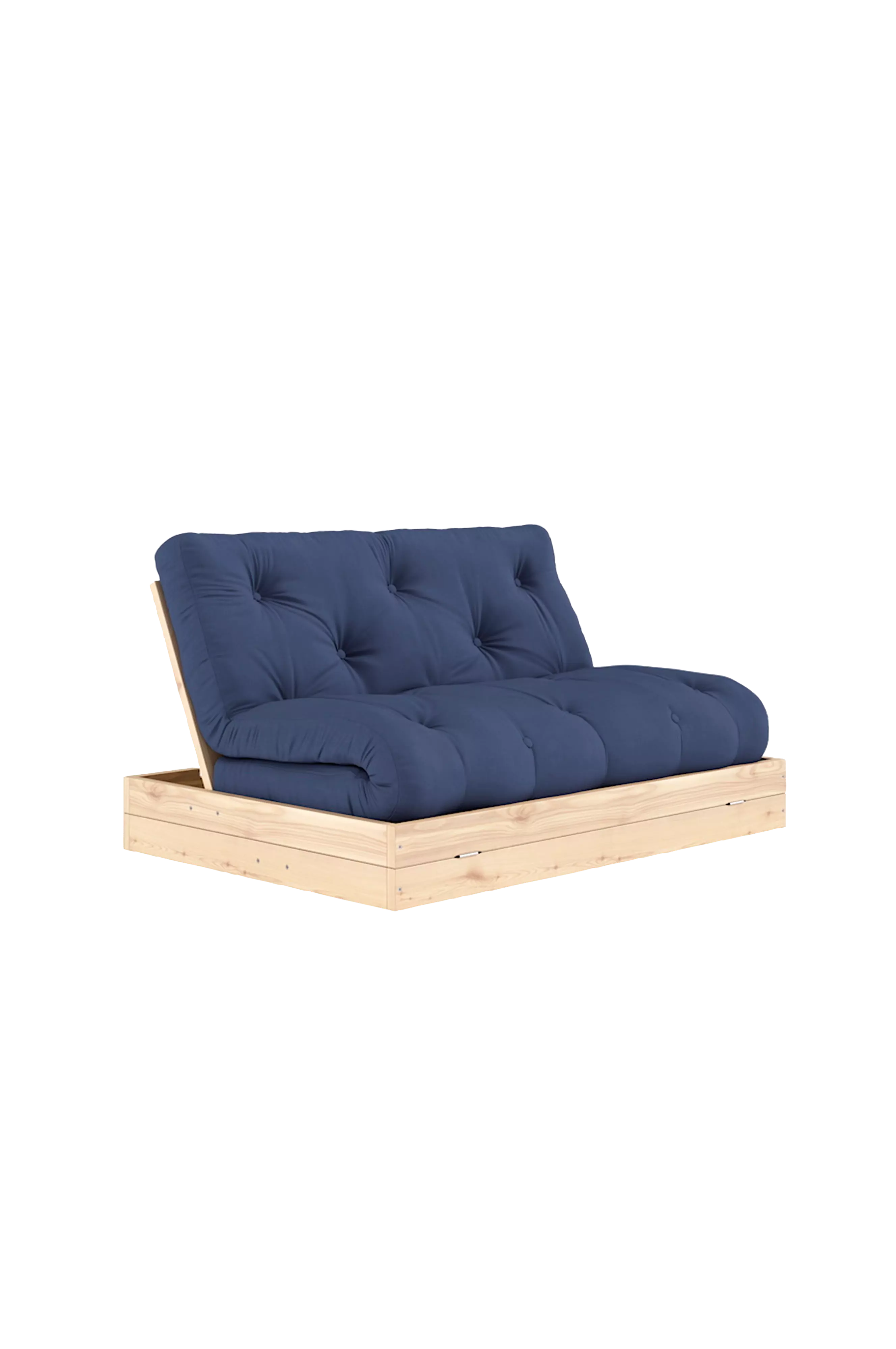Flip bäddsoffa i gult tyg med smal stomme