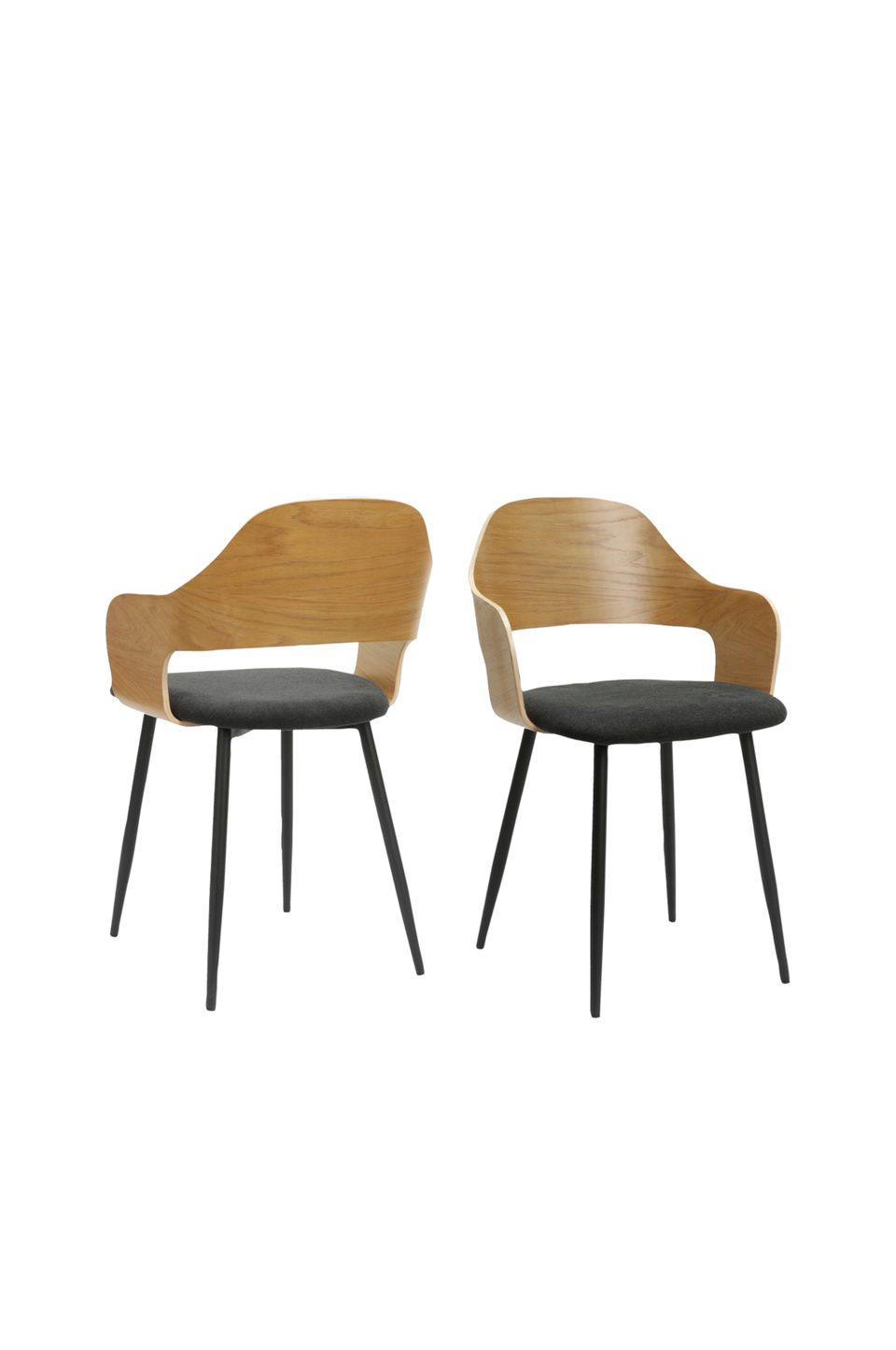 Loft24 Belle Matstol med armstöd i tyg, 2-pack, svart från Loft24, bild 5