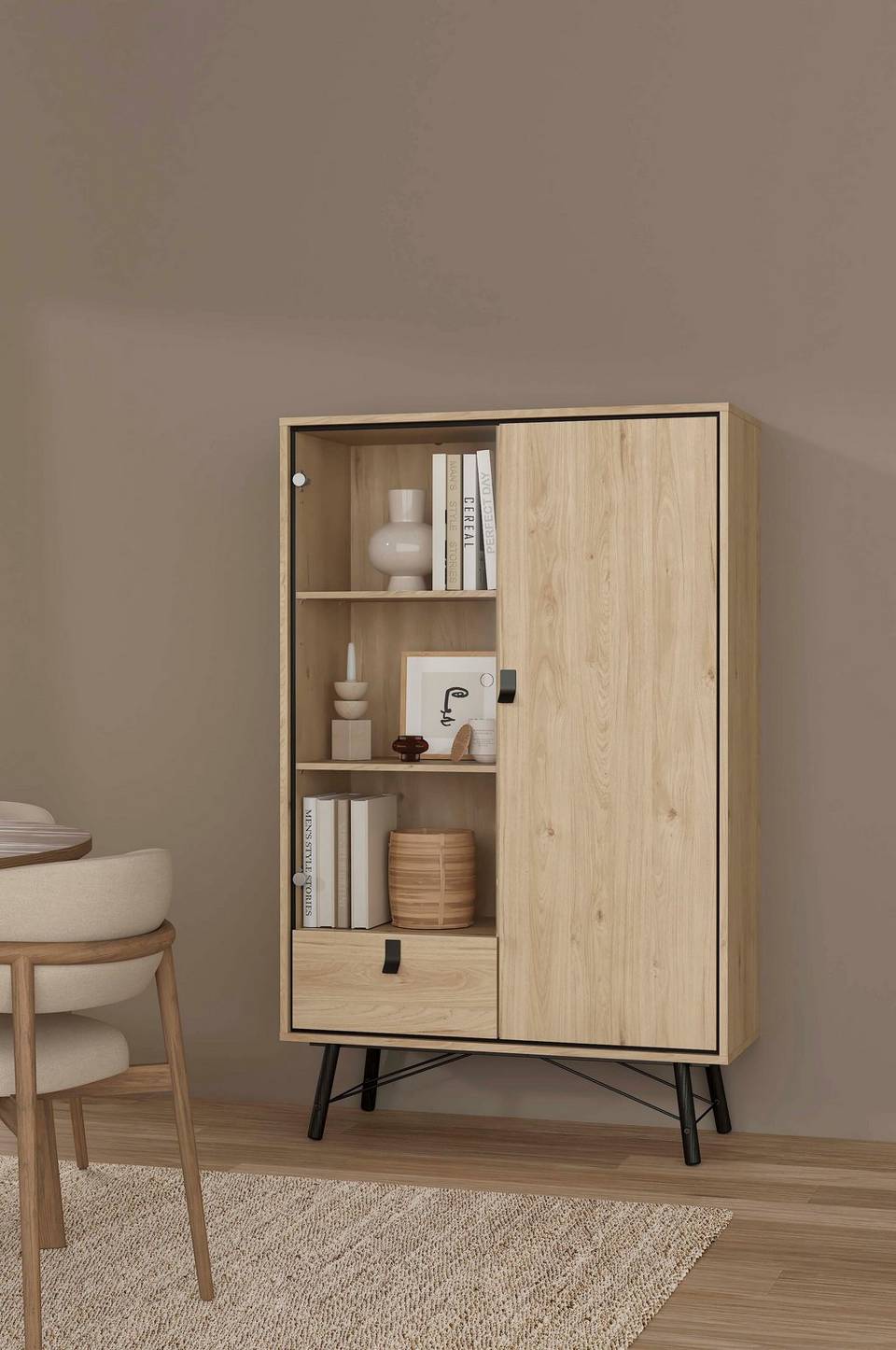 Tvilum Vitrinskåp Ry 1 dörr + 1 glasdörr + 1 låda, brun från Tvilum, bild 5