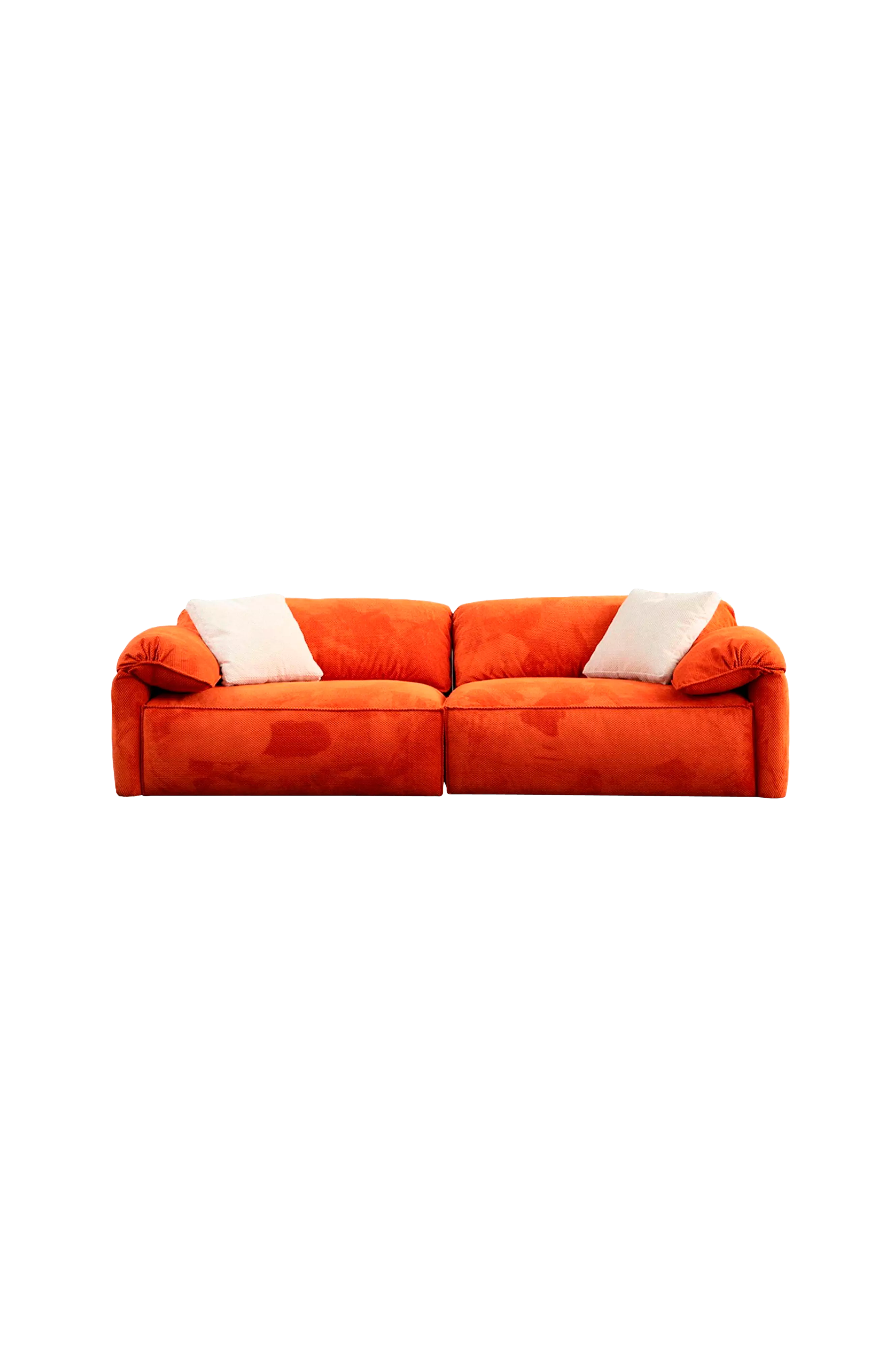 Orange tresitssoffa i stort format