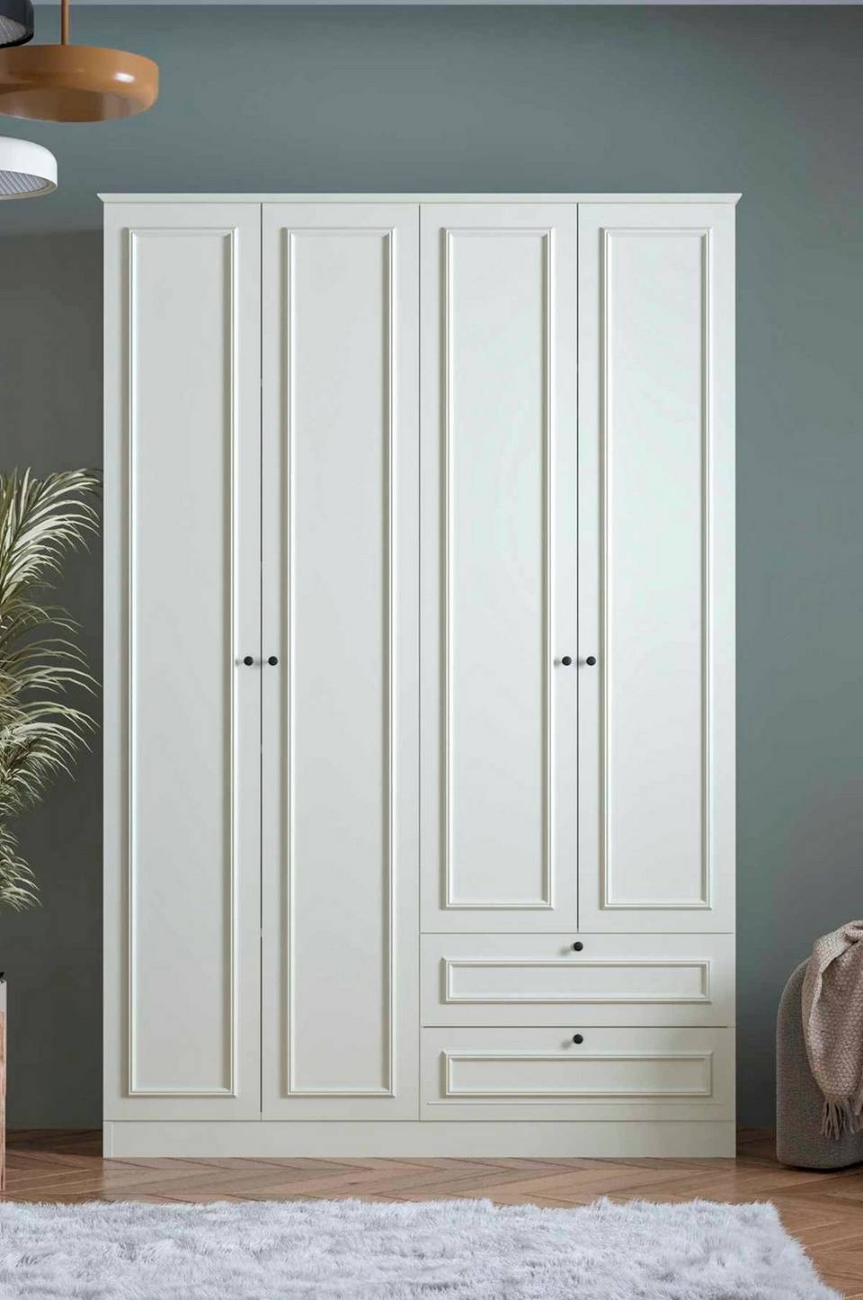 Hanah Home Garderob Linea 4 Doors Large, vit från Hanah Home, bild 5