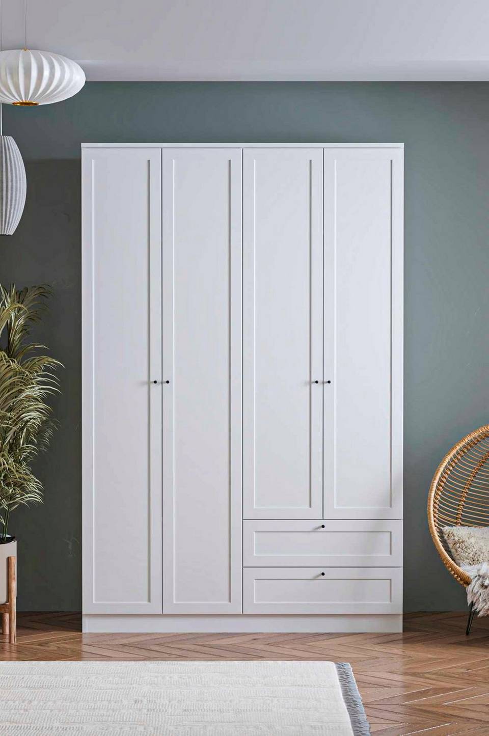 Hanah Home Garderob Terra 4 Doors Large, vit från Hanah Home, bild 5