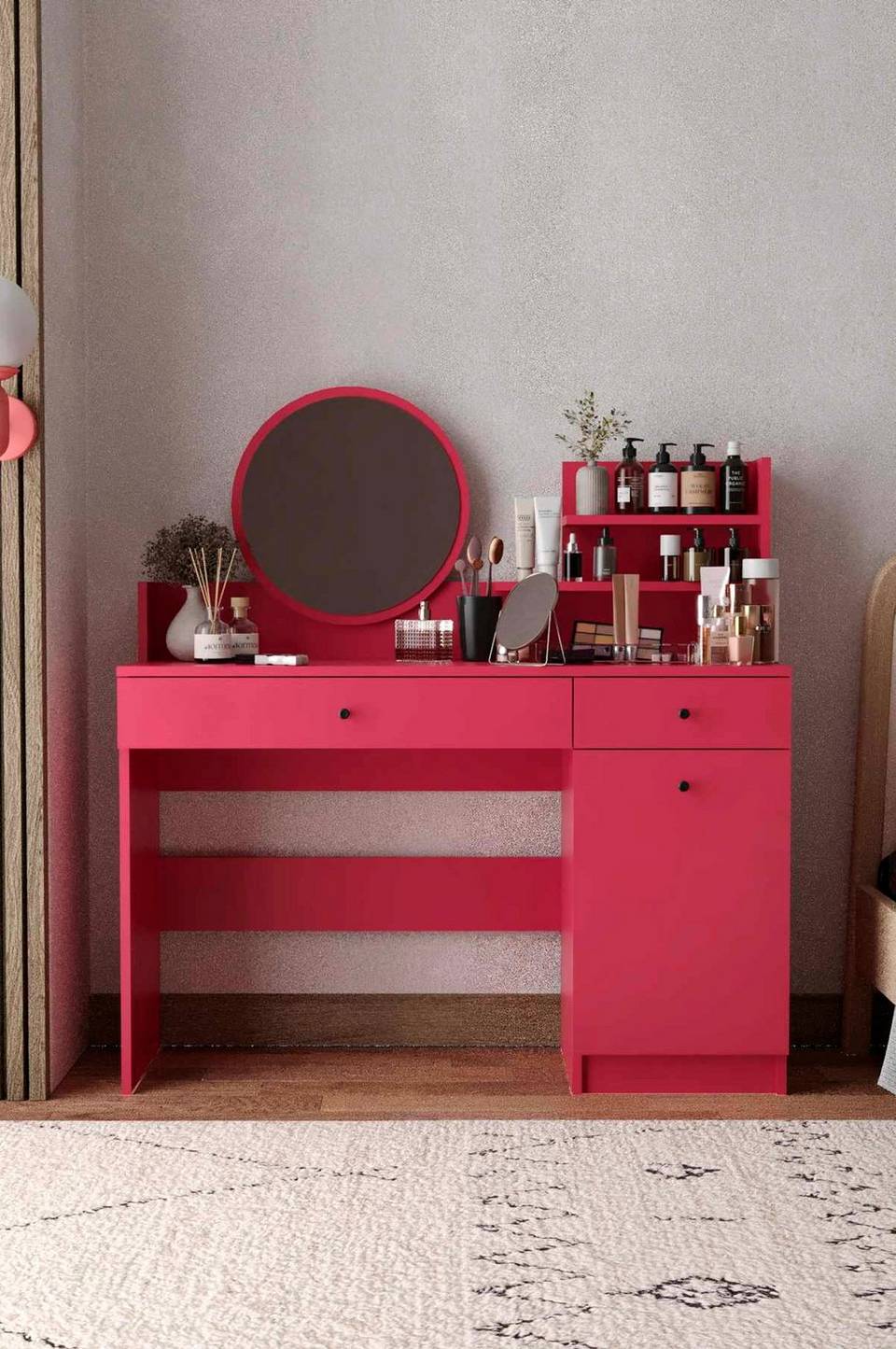 Hanah Home Make Up Table Harmony Round, rosa från Hanah Home, bild 5