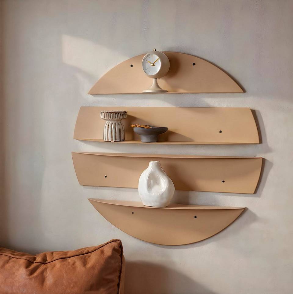 Hanah Home Dekorativ vägghylla i metall Sena, beige från Hanah Home, bild 5