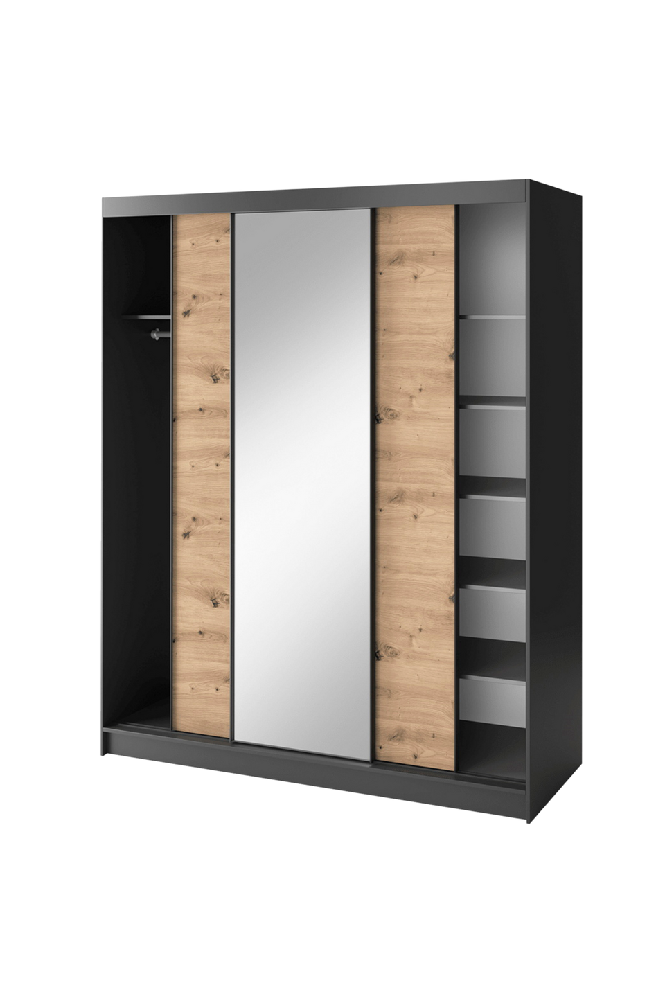 eltap Skjutdörrsgarderob Esville Iii 180x60x220 med spegel, svart från eltap, bild 5