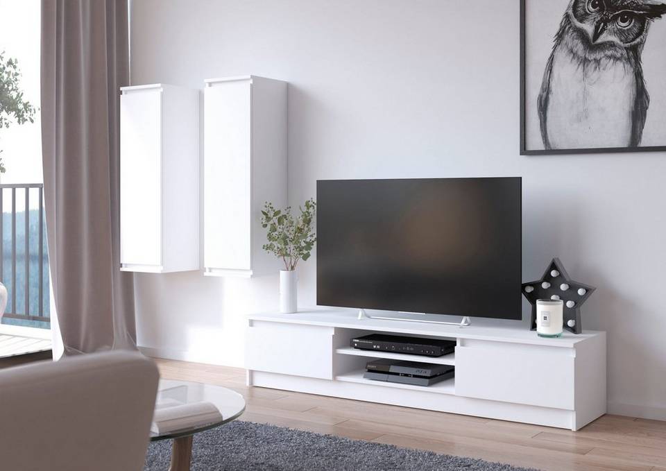 AKORD Akord vardagsrumsmöbel med vitrinskåp och " Tv "-stativ, vit från AKORD, bild 5