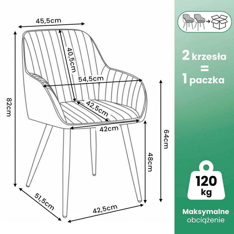 AKORD Akord Velvet set med 2 stycken stoppade matstolar, flerfärgad från AKORD, bild 5