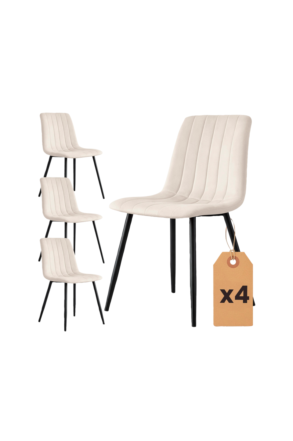 AKORD Akord Livo Quilted Velvet klädd matstolsuppsättning, 4-pack, flerfärgad från AKORD, bild 5