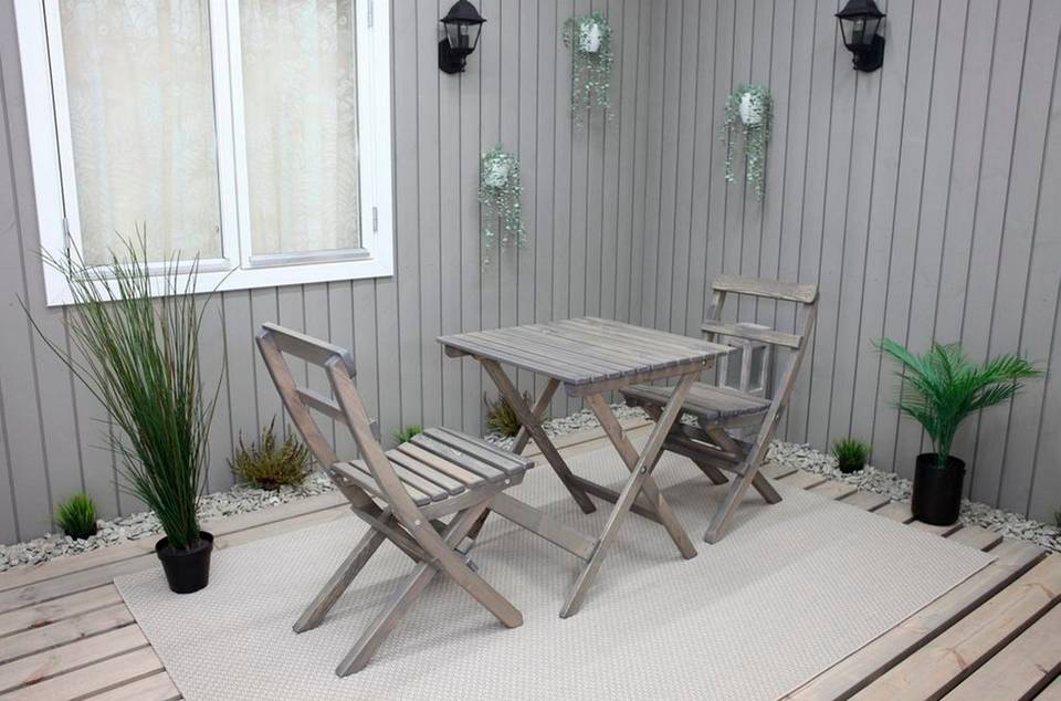 LifestyleGarden Utemöbeluppsättning " Katthult " bord, 2 stolar, grå, grå från LifestyleGarden, bild 5