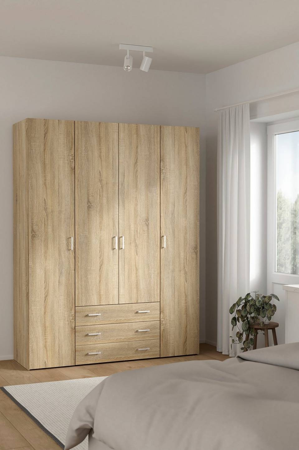 Tvilum Space Garderob med 4 dörrar + 3 lådor (200), brun från Tvilum, bild 5
