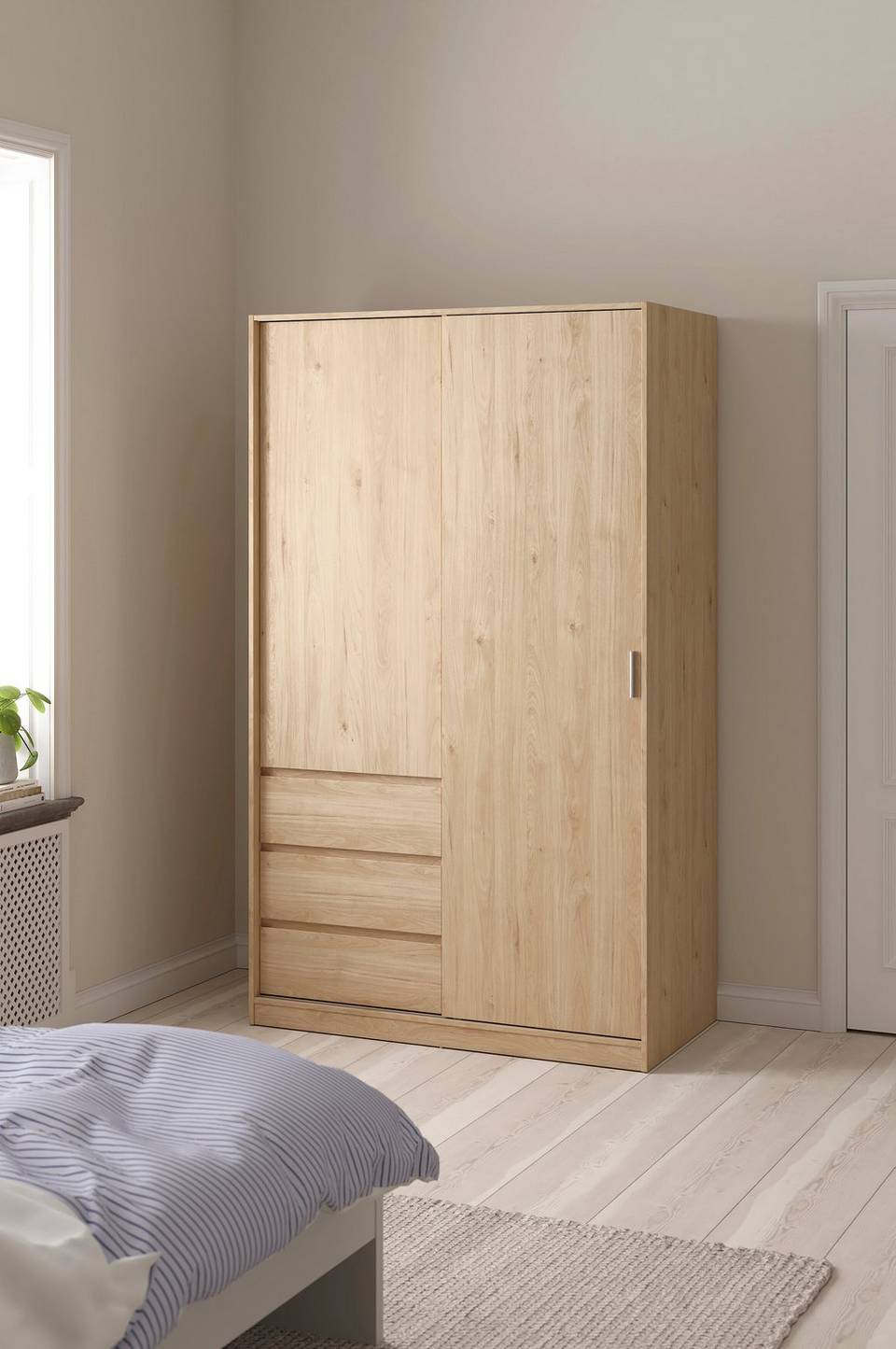 Tvilum Naia Garderob med 1 skjutdörr + 1 dörr + 3 lådor, brun från Tvilum, bild 5