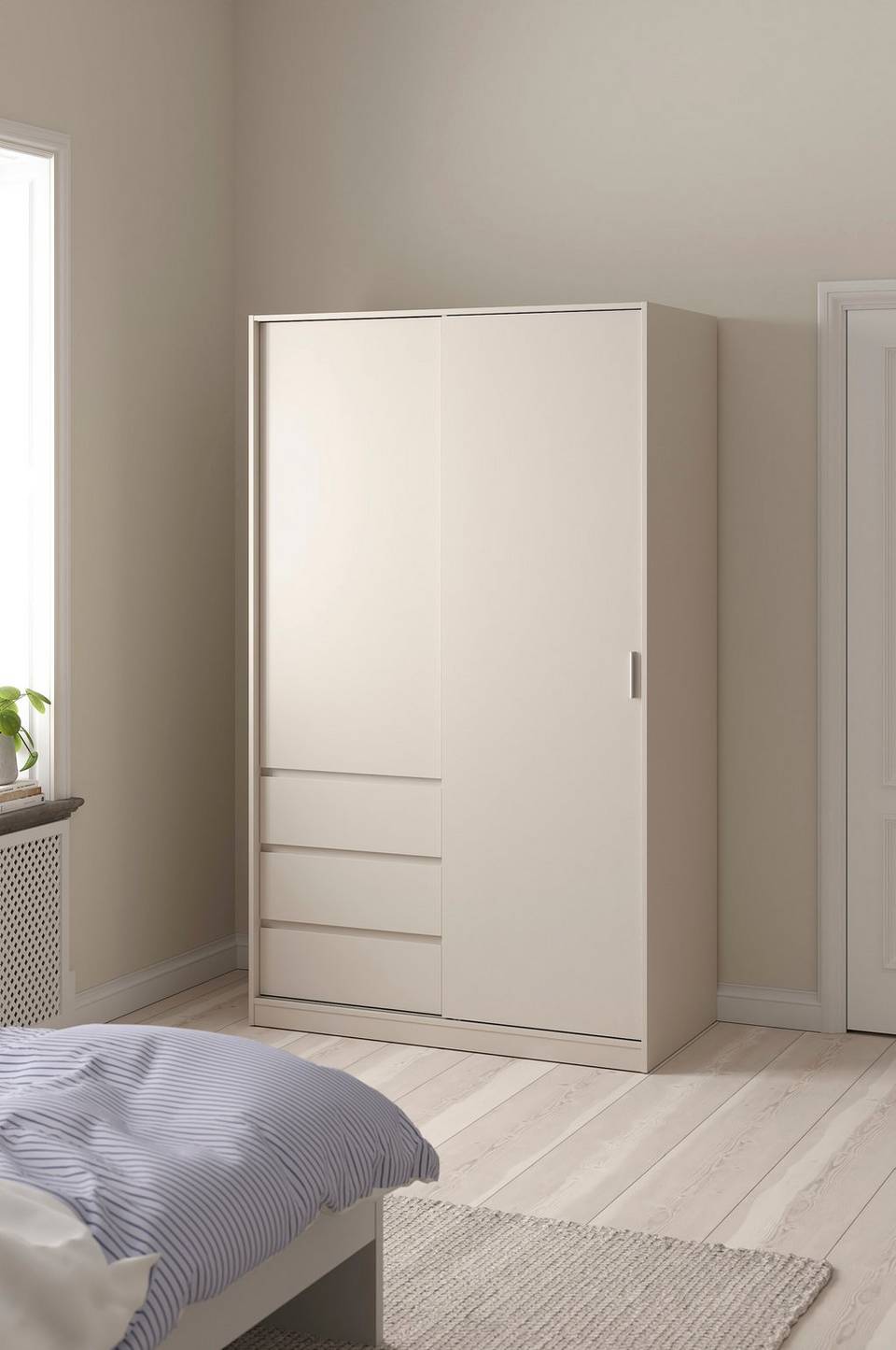 Tvilum Naia Garderob med 1 skjutdörr + 1 dörr + 3 lådor, beige från Tvilum, bild 5