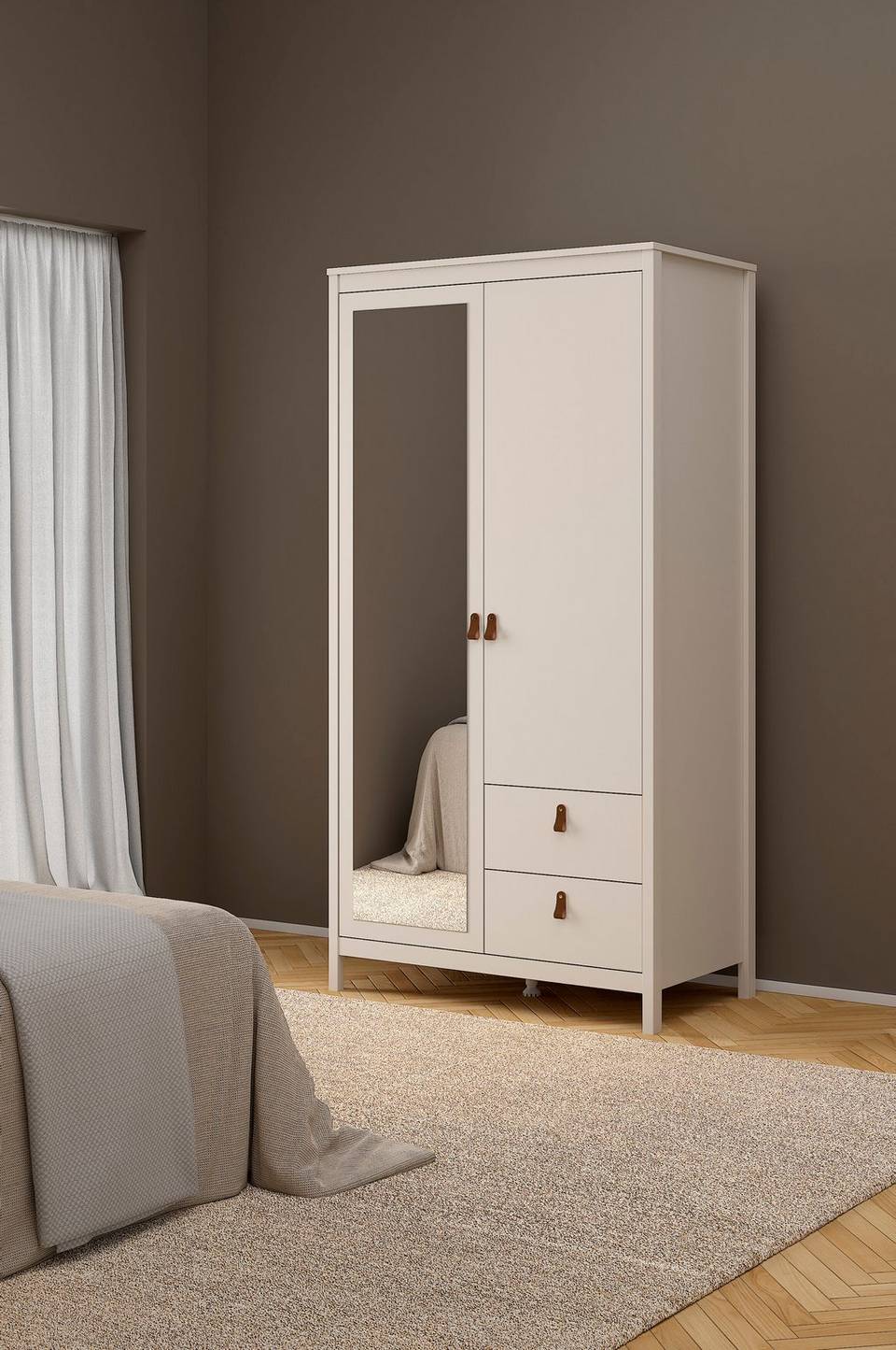 Tvilum Madrid garderob med 1 dörr + 1 spegeldörr + 2 lådor, beige från Tvilum, bild 5