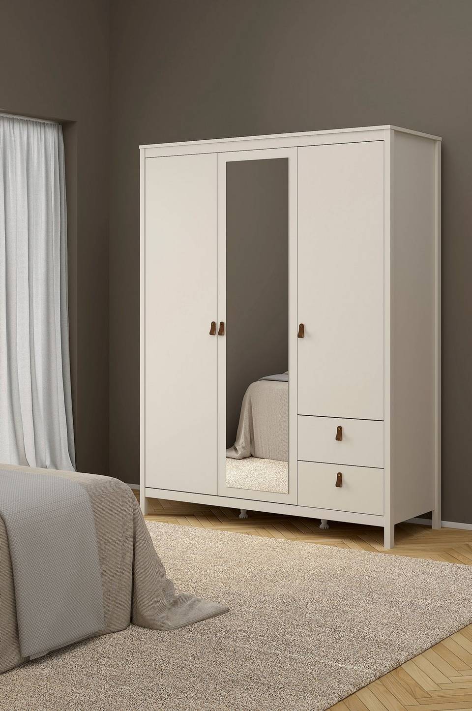 Tvilum Madrid Garderob med 2 dörrar + 1 spegeldörr + 2 lådor, beige från Tvilum, bild 5