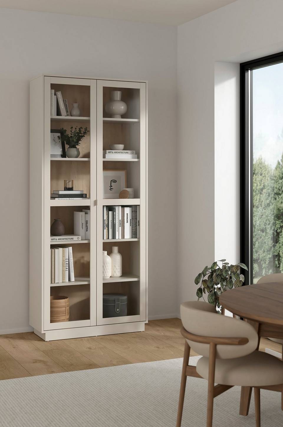 Tvilum CUBE vitrinskåp med 2 dörrar med glas, beige från Tvilum, bild 5