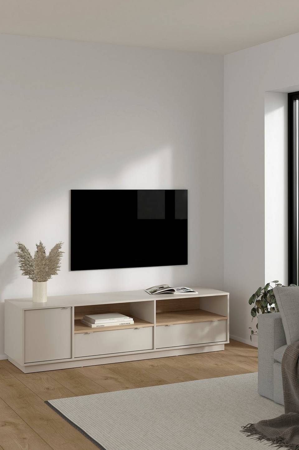 Tvilum CUBE TV-bänk med 1 dörr och 2 lådor, beige från Tvilum, bild 5