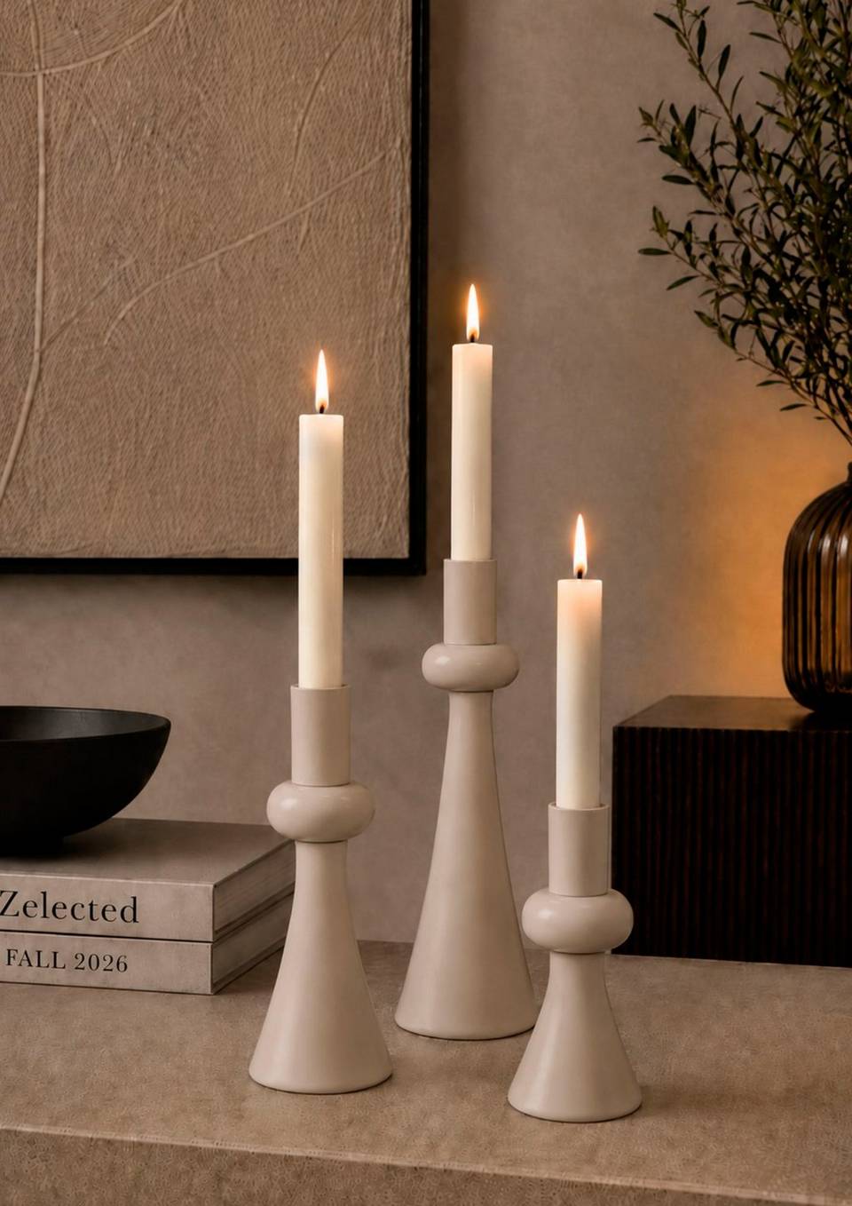 Zelected by Houze Ljusstake Belmont Dune, 3-delars set, beige från Zelected by Houze, bild 5