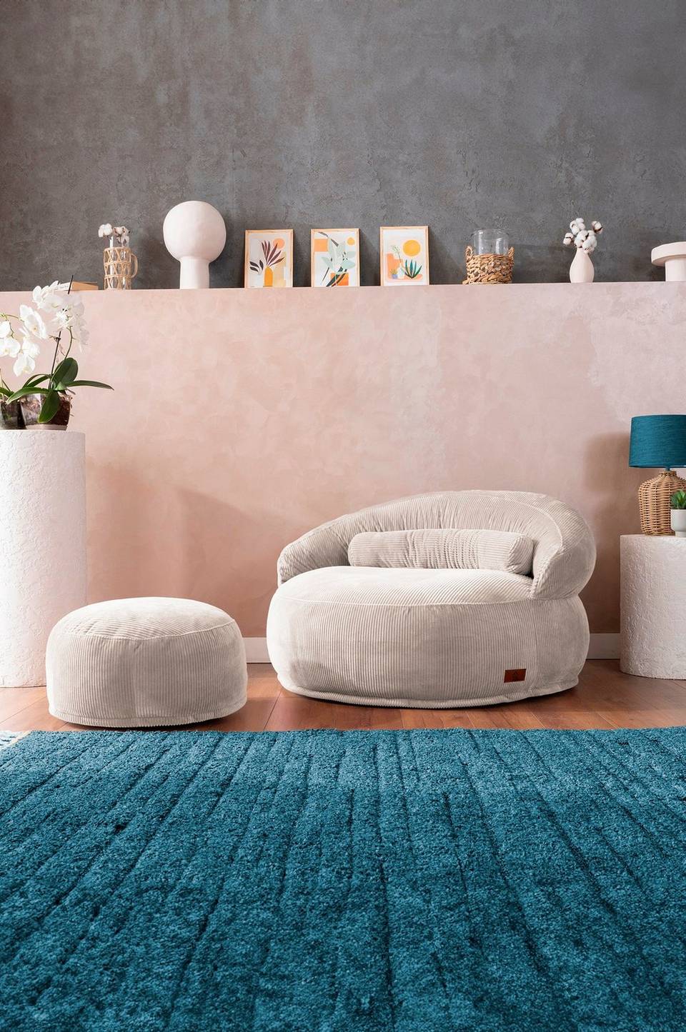 Hanah Home 1-sits soffa och puff-set Felix, vit från Hanah Home, bild 5