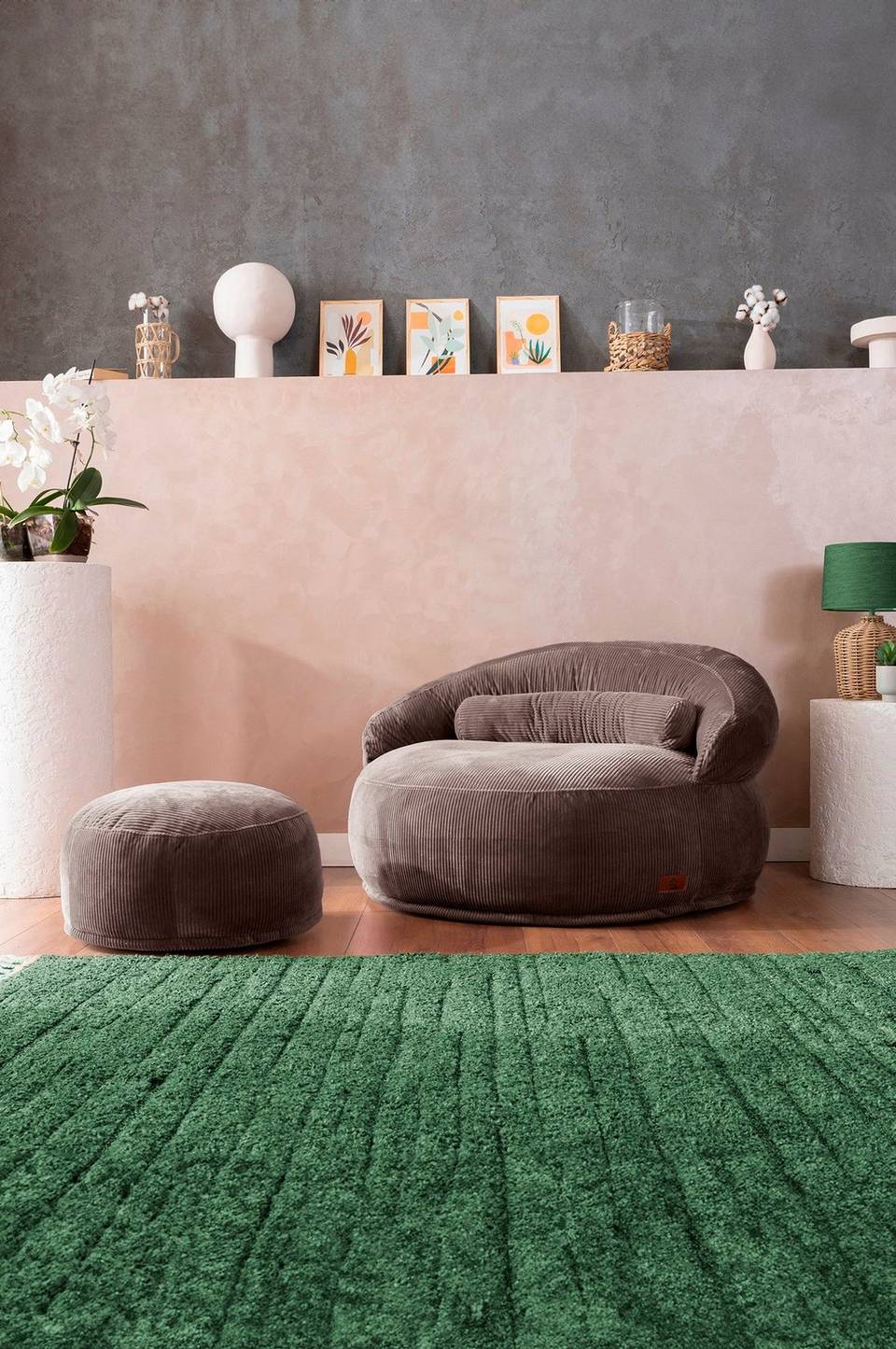 Hanah Home 1-sits soffa och puff-set Felix, brun från Hanah Home, bild 5