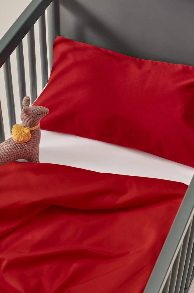 ZACK MINI påslakanset spjälsäng - ekologisk Röd