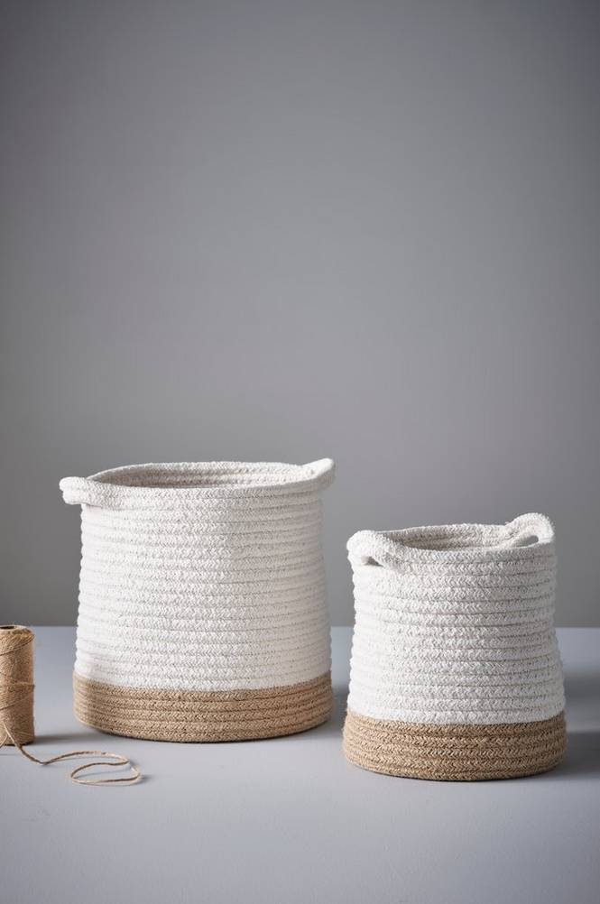 SALLE förvaringskorg 2 delar Naturvit/beige