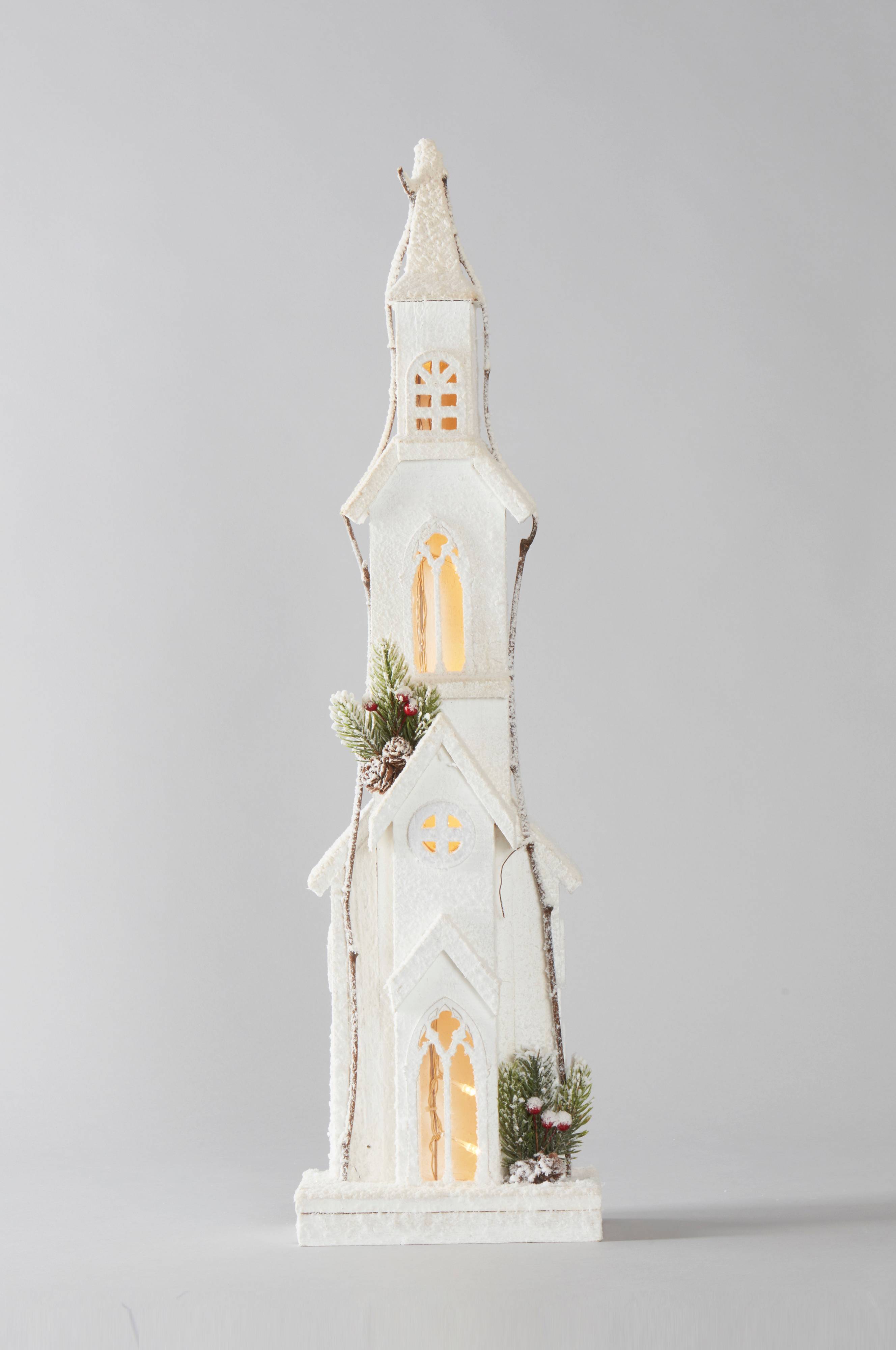 MARY kyrka med belysning Vit Belysning Homeroom