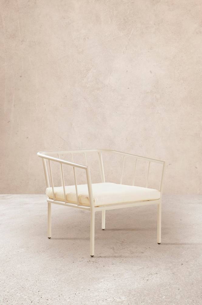 MENTON fåtölj Beige/vit dyna