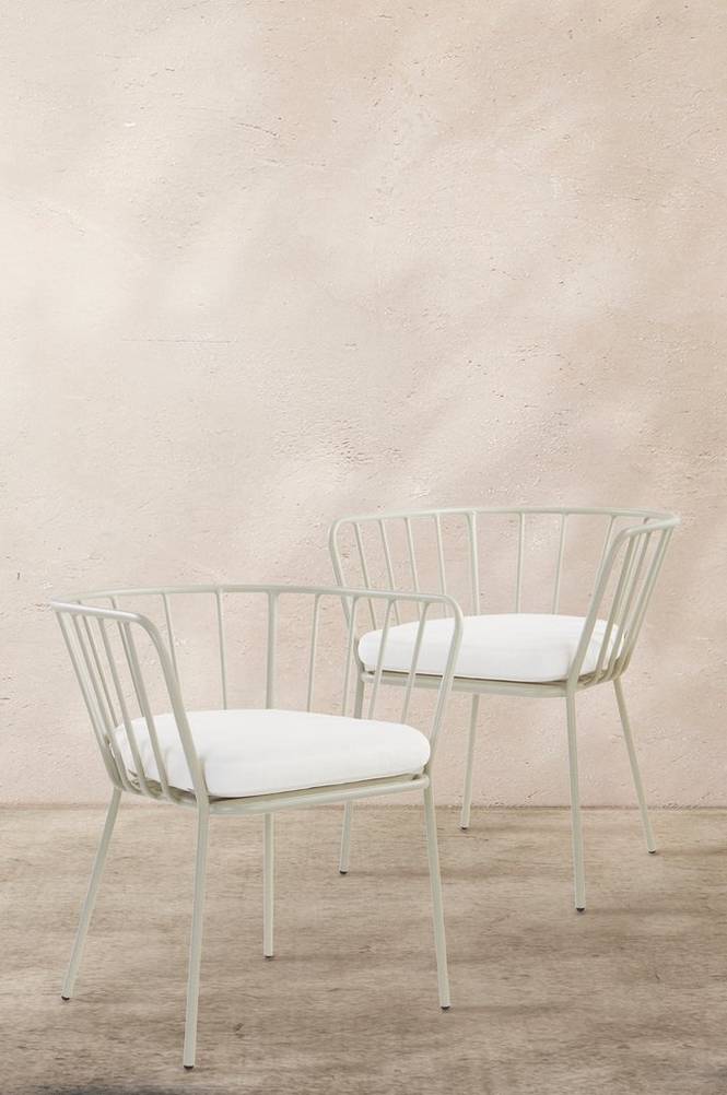 ANTIBES karmstol 2-pack Ljus grågrön/vit dyna