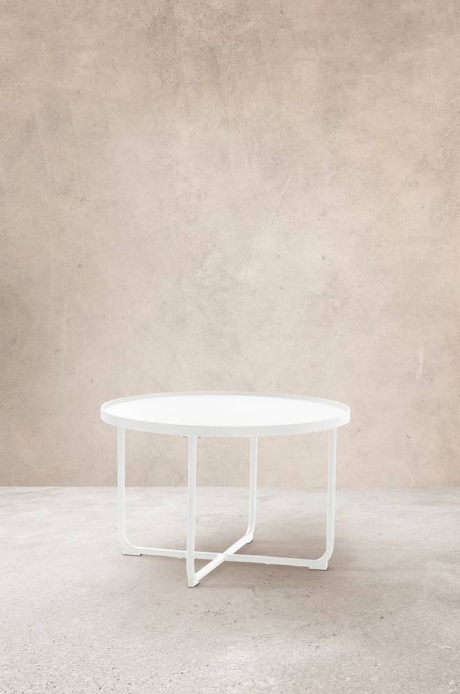 CAORLE sidobord ø 61 cm - låg Vit