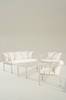 MENTON loungekalusteet - 4 osaa Beige/valkoiset pehmusteet
