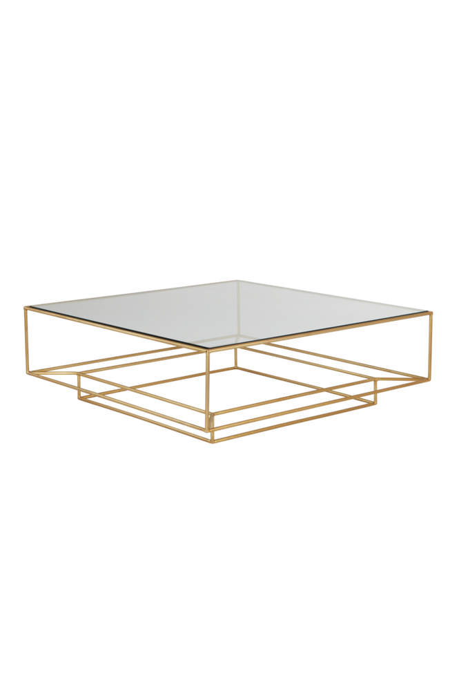 LAKELAND soffbord 102x102 cm Glas/mässing