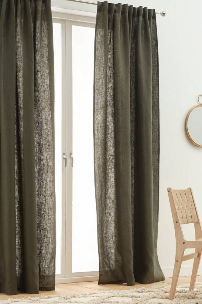 HEDDIE multifunktionsgardin 2-pack Mörk oliv